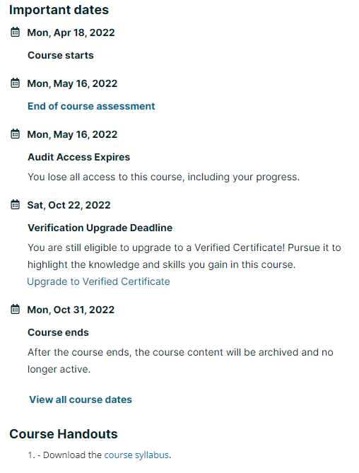 Important Dates Bölümü